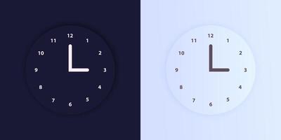 klockapplikation på ljus och mörk bakgrund. koncept av ui design, dag och natt variant. vektor