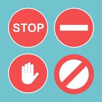Stop-Schild-Icon-Set. rotes Stoppschild auf transparentem Hintergrund isoliert vektor