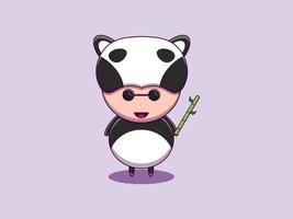 skriva ut vektor söt panda djur kostym tecknad ikon illustration