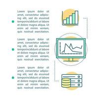 Big Data-Artikelseitenvorlage. Datenbankserver. Daten analysieren. Broschüre, Magazin, Broschürendesign mit linearen Symbolen und Text. Statistiken, Analysetools. Druckdesign. Konzept mit Textraum vektor