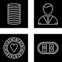 Kasino Händler und Stapel von Münzen Symbol vektor