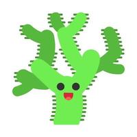 Teddybär Cholla Kaktus flaches Design lange Schatten Farbsymbol. Kaktus mit lachendem Gesicht. Zylindropuntie. glückliche wilde Kakteen. amerika gebürtige tropische sukkulente. Vektor-Silhouette-Abbildung vektor