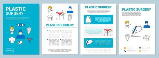 Layout der Broschürenvorlage für plastische Chirurgie. Wiederaufbau des Körpers. Flyer, Broschüre, Broschürendruckdesign mit linearen Illustrationen. Vektorseitenlayouts für Zeitschriften, Geschäftsberichte, Werbeplakate vektor