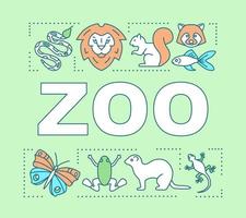 Zoo Wortkonzepte Banner. Familienzeit zusammen. Tierpark. Menagerie mit wilden Tieren. Präsentation, Webseite. isolierte Schrifttypografie-Idee mit linearen Symbolen. Vektor-Umriss-Abbildung vektor