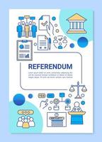 folkomröstning broschyr mall layout. håller presidentval. flygblad, häfte, broschyrtryckdesign, linjära illustrationer. vektor sidlayouter för tidskrifter, årsredovisningar, reklamaffischer