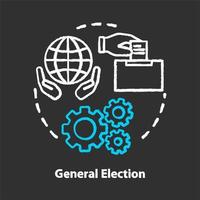 allmänna val krita koncept ikon. validé. rösta, välja bland politiska kandidater, partier. folkomröstning, allmänhetens val, beslut. vektor isolerade svarta tavlan illustration