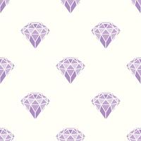 Seamless mönster av geometriska lila rosa diamanter på vit bakgrund. Trendiga hipster kristaller design.