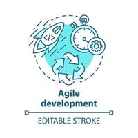 Symbol für agiles Entwicklungskonzept. kurzfristige Teamarbeit. strategisches Management. Zyklus der Softwareprogrammierung. Starten Sie es Projektidee dünne Linie Illustration. Vektor isolierte Umrisszeichnung. bearbeitbarer Strich