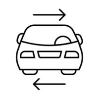 Lineares Symbol für den gemeinsamen Autoservice. Fahrzeug zu vermieten. Fahrgemeinschaften. Mitfahren teilen. Carsharing. Aufzug teilen. Parken. dünne Linie Abbildung. Kontursymbol. Vektor isolierte Umrisszeichnung. bearbeitbarer Strich