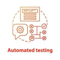 Symbol für das Konzept des automatisierten Testens. Softwareentwicklungstools Idee dünne Linie Illustration. Programmierung und Codierung von Mobilgeräten. Projektmanagement und Wartung. Vektor isolierte Umrisszeichnung