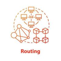 Routing-Konzept-Symbol. Softwareentwicklungstools Idee dünne Linie Illustration. Programmierung und Codierung von Mobilgeräten. Anwendungsmanagement und Optimierung. Vektor isolierte Umrisszeichnung