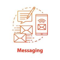 Symbol für das Messaging-Konzept. Mailing-Idee dünne Linie Abbildung. Online-Kommunikation mit Instant-Textnachrichten. Internet-Chat über die Anwendung. Vektor isolierte Umrisszeichnung