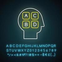 Symbol für Neonlicht für soziale Umfragen. öffentliche Meinung. Forschung. Verbraucherbewertung. Kundenzufriedenheit. Persönlichkeitstest. leuchtendes Schild mit Alphabet, Zahlen und Symbolen. isolierte Vektorgrafik vektor