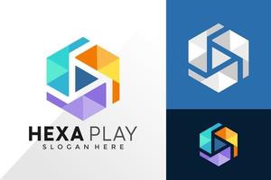 hexa play logotyp design vektor mall