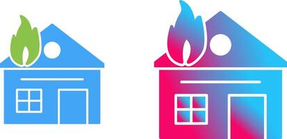 einzigartig Haus auf Feuer Symbol Design vektor