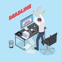 Deadline Burnout isometrische Zusammensetzung vektor