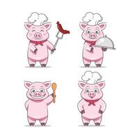 uppsättning av gris maskot design illustration vektor mall