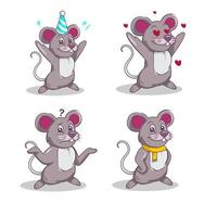 Set von niedlichen Maus-Maskottchen-Logo-Design der Gruppe vektor