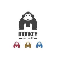 Buchstabe m und Affenkopf-Logo, kostenloser Vektor