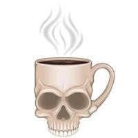 Totenkopftasse mit heißem Kaffee vektor