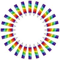 runder Regenbogenstiftrahmen, dekoratives Element aus kreativen sieben Farbelementen vektor