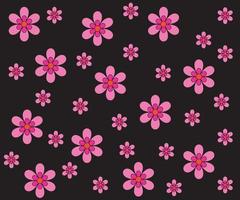 schöner Hintergrund von rosa Blumen, Gerberas, Gänseblümchen auf schwarzem Hintergrund vektor