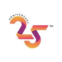 25 årsdag logotyp design. 25:e årsdag lutning logotyp mall, och illustration vektor
