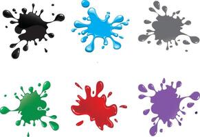 färgad måla bläck droppar och stänk vektor