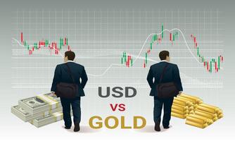 näringsidkare val guld eller USD på handel vektor