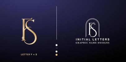 fs elegant Monogramm Brief Logo Design. Luxus Gold Briefe mit Silber Farbe isoliert Hintergründe zum Unternehmen und Geschäft, branding Anzeigen Kampagnen, Buchdruck, Stickerei, Startseite Einladungen Briefumschlag vektor