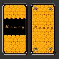 Illustration auf Thema zum Etikette von zuckerhaltig fließend Nieder Honig im Bienenwabe mit Biene vektor