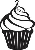 Süss behandeln Meisterschaft schwarz Cupcake aromatisch Freuden Cupcake schwarz vektor