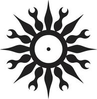 evig luminans Sol emblem bländande horisont Sol symbolism vektor