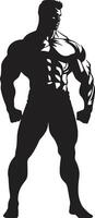gemeißelt Stärke Glyphe voll Körper schwarz zum Fitness Symbole Onyx Muskel Emblem voll Körper schwarz zum Kraftpakete vektor