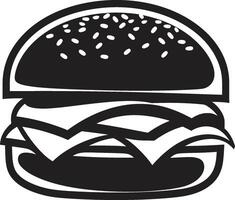 herrlich Burger schwarz Emblem saftig beißen einfarbig Burger Symbol vektor