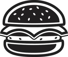 smaskigt bita svart burger ikon klassisk burger harmoni svartvit design vektor