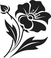förtjockad kronblad kontur svart symbolisk design djärv blomma svartvit blommig emblem vektor