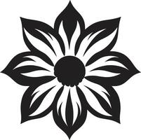 minimalistisch blühen Gliederung einfarbig Blumen- Symbol verdickt blühen Rahmen schwarz symbolisch Design vektor