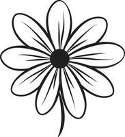 freehand blomma design svartvit skiss emblem nyckfull kronblad klotter svart utsedd ikon vektor