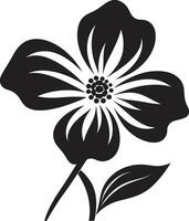 botanisk översikt svartvit symbolisk förtjockad blomma kontur svart ikoniska ram vektor
