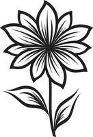 freehand oärlig blommig svartvit utsedd emblem nyckfull blommig översikt svart hand dragen emblem vektor
