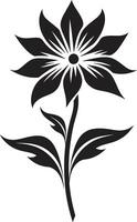 minimalistisk blomma svartvit logotyp förtjockad blomma design svart symbolisk ikon vektor