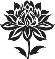 djärv kronblad skiss svart blommig översikt naiv blomma översikt svartvit blommig ikon vektor