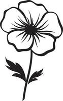 handgjord blomma översikt enkel design logotyp hand återges blommig skiss svartvit emblem ikon vektor