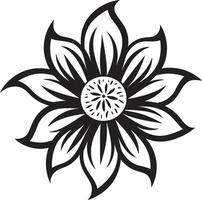 einfach noch Fett gedruckt Gliederung einfarbig Blumen- Emblem botanisch Grenze schwarz Blumen- skizzieren vektor