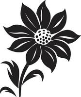 djärv kronblad skiss svart symbol naiv blomma översikt svartvit ikoniska design vektor