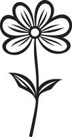 handgjord blomma klotter svart symbolisk design lekfull hand dragen kronblad svartvit design symbol vektor