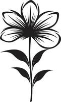 handgemacht Blütenblatt skizzieren schwarz emblematisch Design wunderlich Gekritzel blühen einfarbig vektorisiert Rahmen vektor