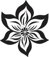 elegant klotter kronblad svartvit vektoriserad emblem uttrycksfull blomma skiss svart hand dragen symbol vektor
