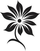 einfarbig blühen ikonisch Emblem Singular Blütenblatt stilvoll schwarz Logo Detail vektor